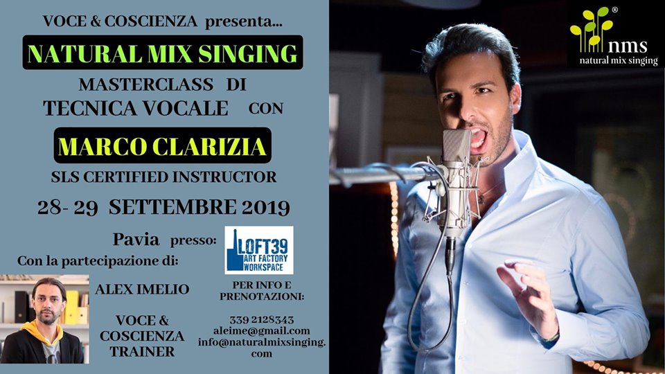 Natural Mix Singing ® e V&C Masterclass di tecnica vocale Clarizia/Imelio a Pavia