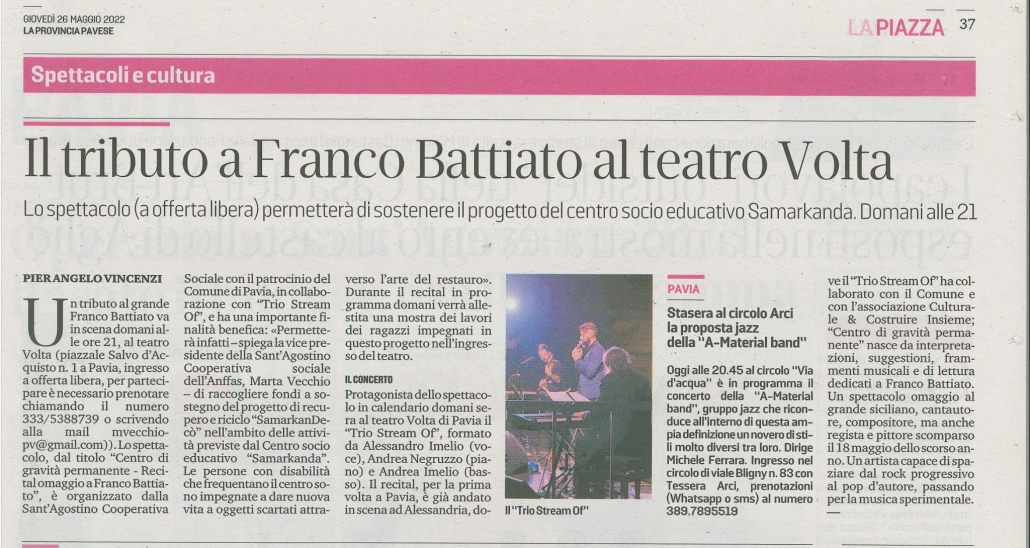 La Provincia Pavese - Recital omaggio a Franco Battiato