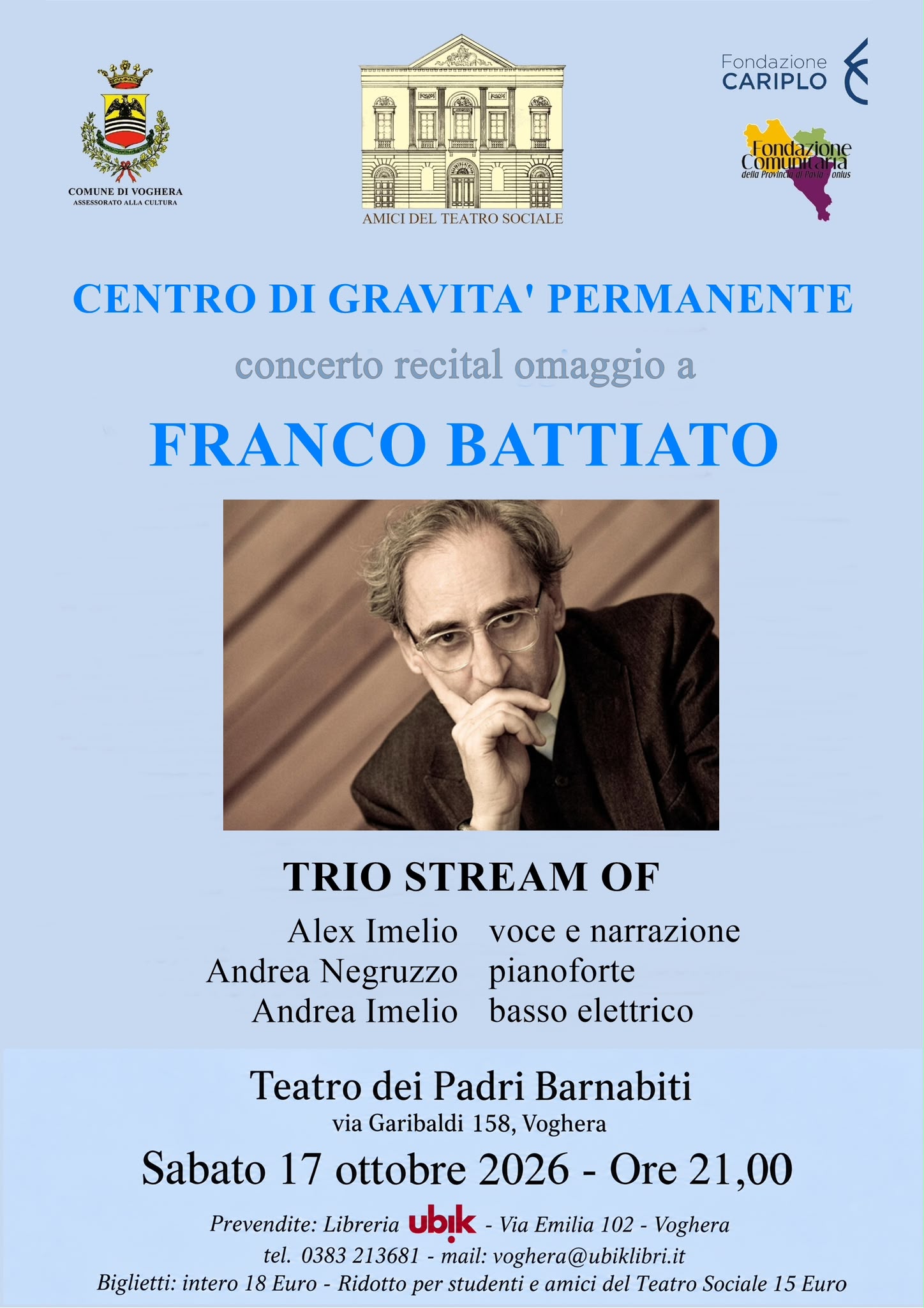 Centro di Gravità Permanente - Concerto presso il Teatro Barnabiti a Voghera 17 Ott. 26
