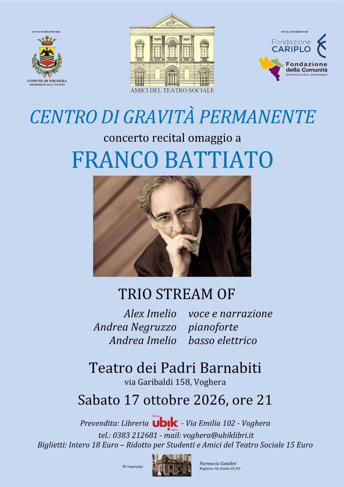 Centro di Gravità Permanente - Concerto presso il Teatro Barnabiti a Voghera 17 Ott. 26